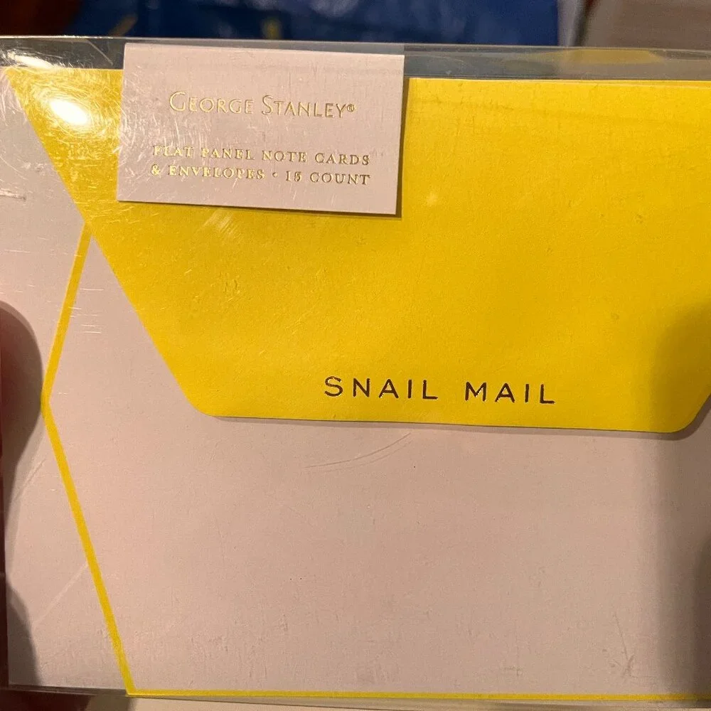Note Cards -George Stanley Flat Panel Note Cards (Yellow / Snail Mail / 3 Packs)